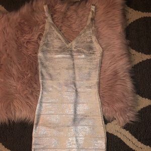 Bandage white and silver dress